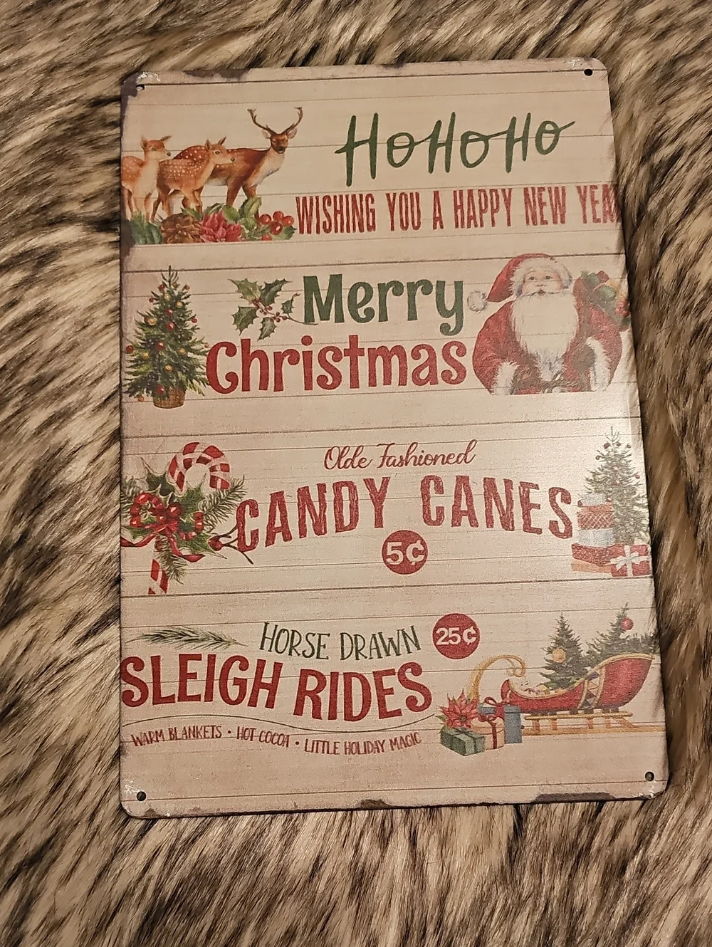 Merry Christmas Holiday Wall Sign - Red & Green